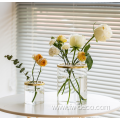 custom glass flower vase with metal grid lid